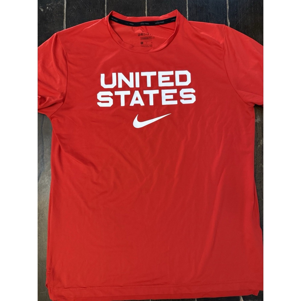 Nike Pro Dri-FIT United States USA Red Training Shirt Mens M
